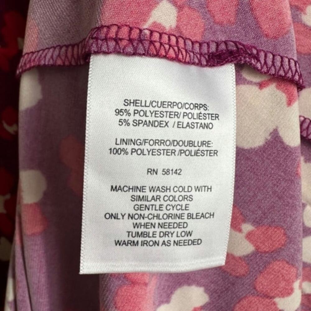 London Times Inset Waist Short Sleeve Midi Dress Berry/Coral NWT Size 10 - Picture 4 of 5